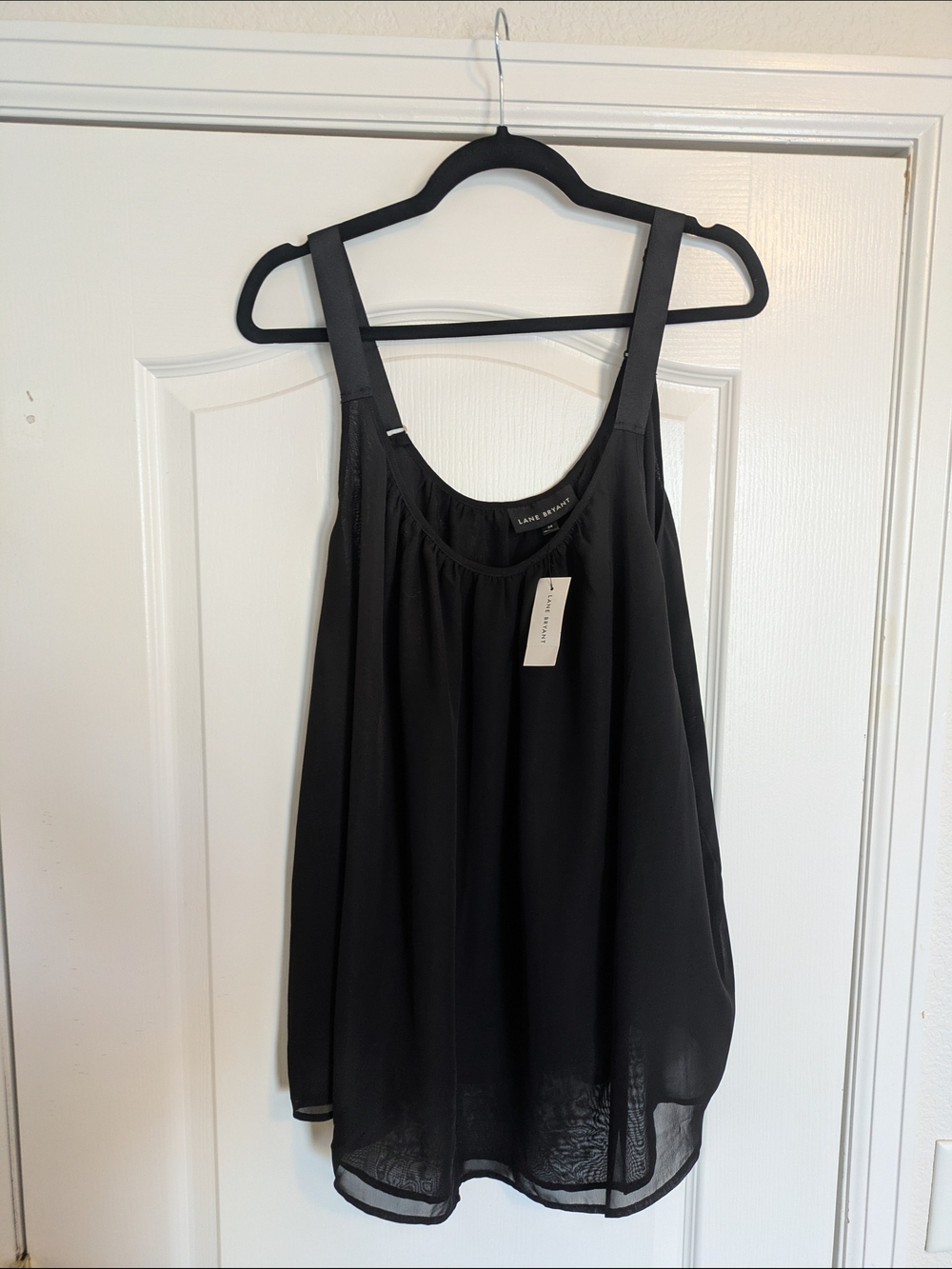 Lane Bryant Black Chiffon Wide-Strap Tank